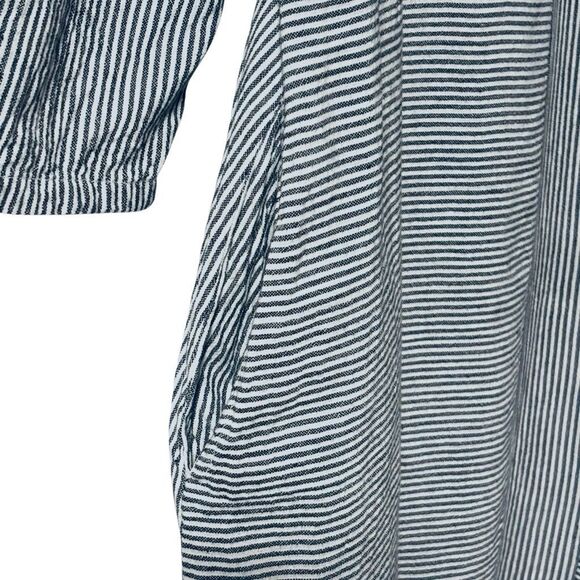 Tulip clothing XL blue & white thin stripe cotton pieced tunic dress w pockets - Picture 3 of 11